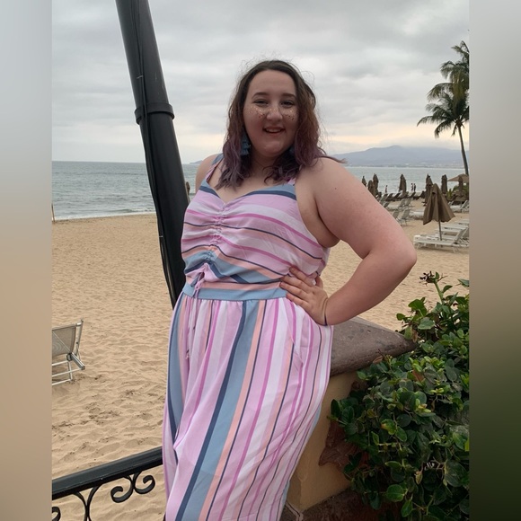 Pink Striped Jumpsuit - Picture 4 of 5